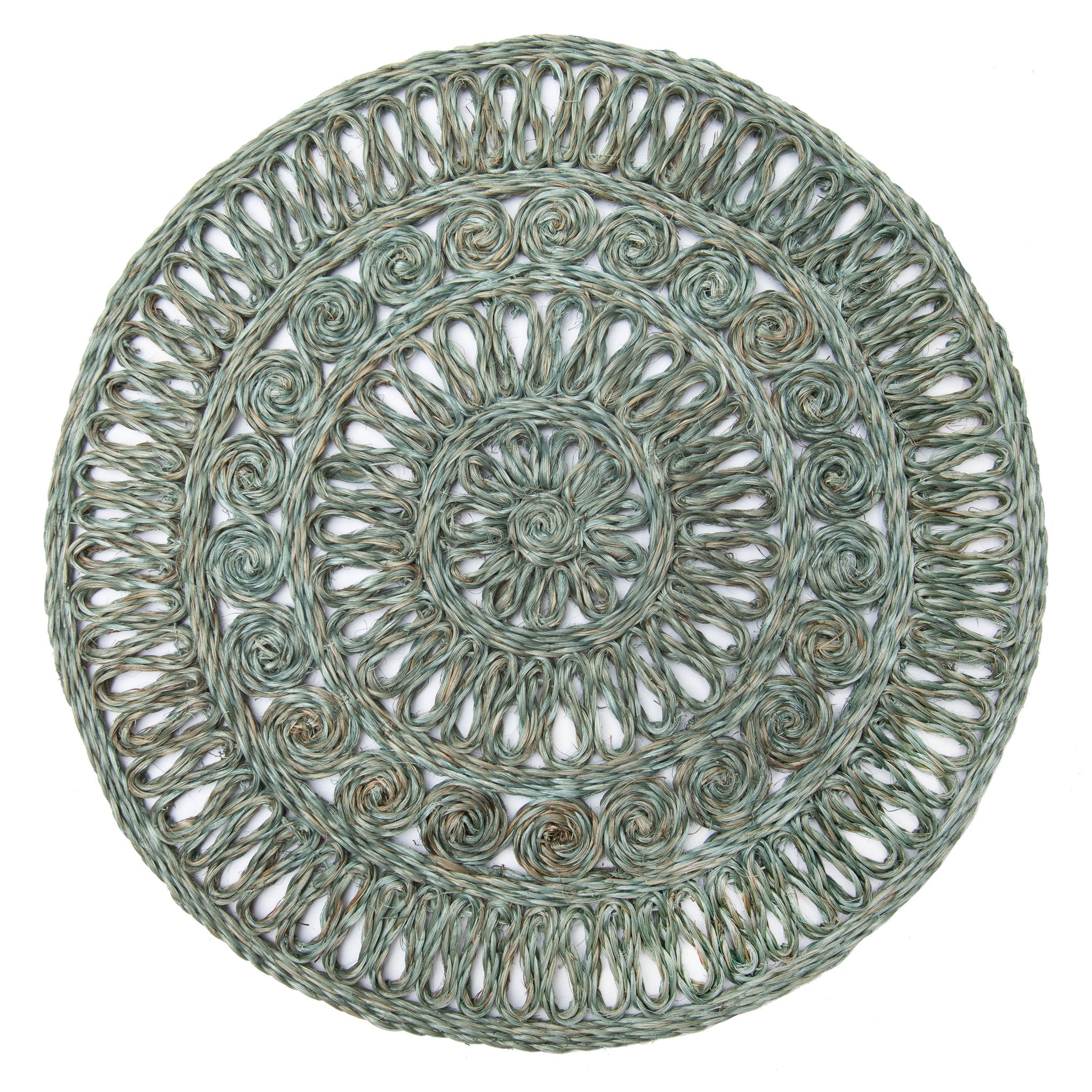 Circolo Abaca Round Placemat in Aqua, Set of 4