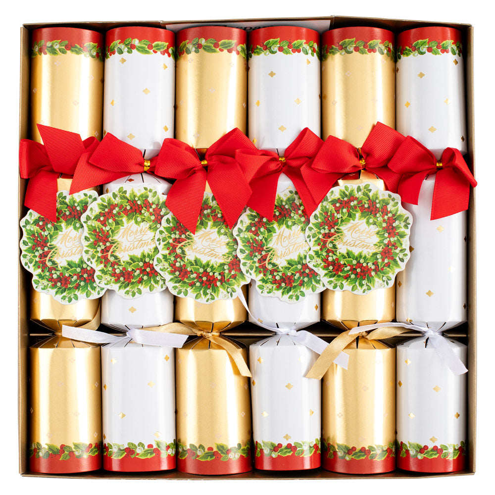 Holly and Berry Wreath Celebration Crackers, 6 Per Box