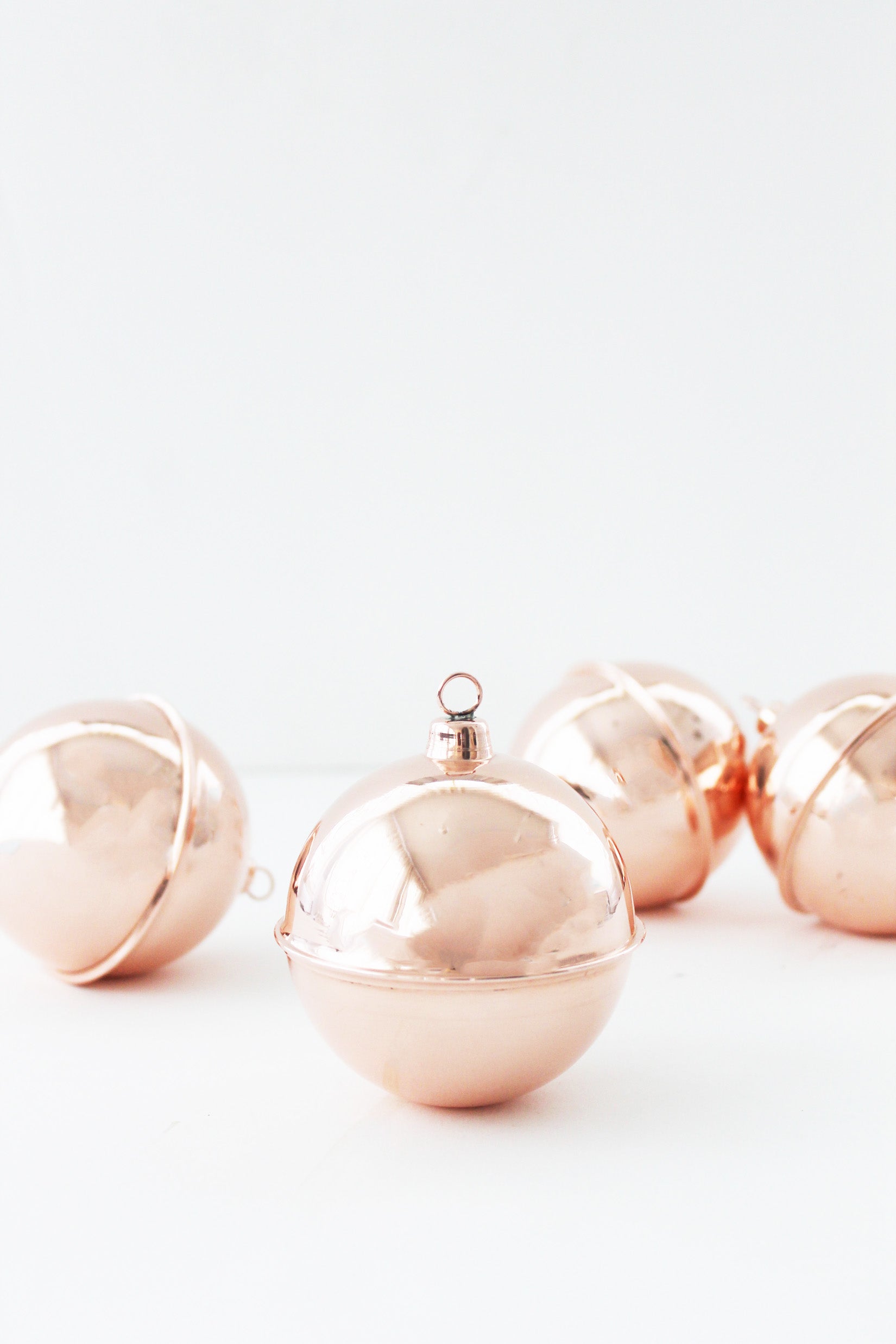 Vintage Inspired Copper Ball Ornaments, Set of 4