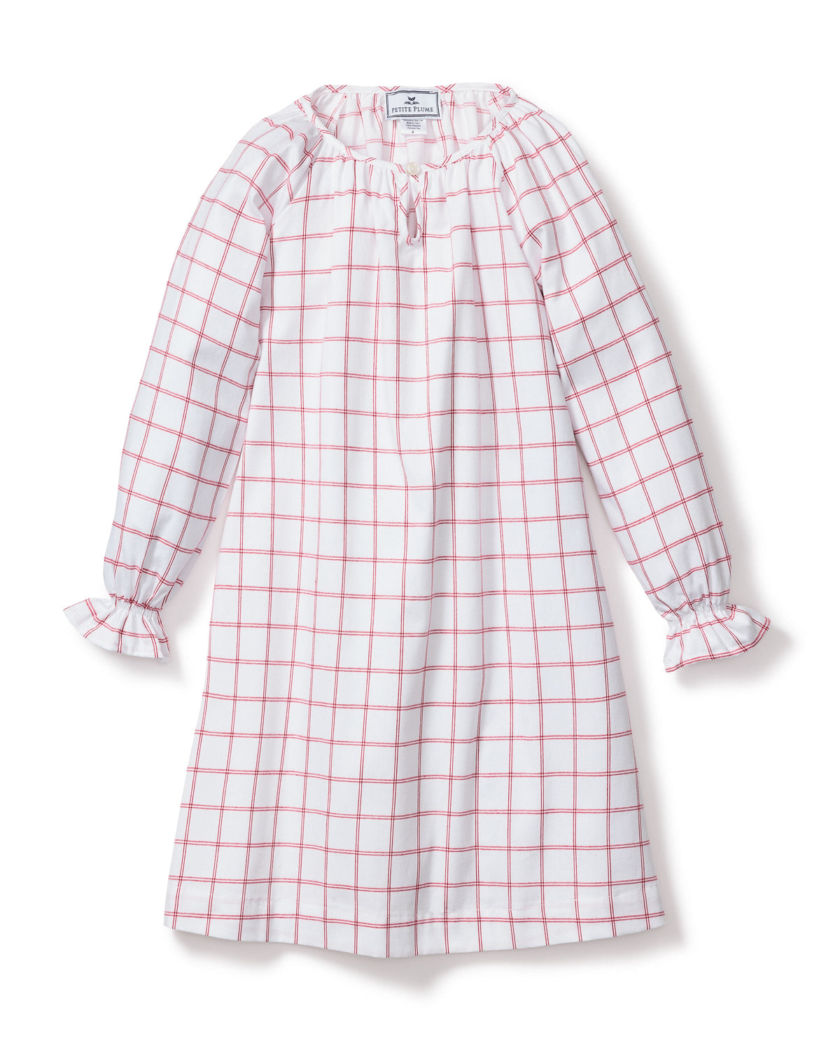 Girl’s Twill Delphine Nightgown in Garnet Tattersall