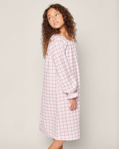 Girl’s Twill Delphine Nightgown in Garnet Tattersall