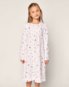 Girl’s Twill Beatrice Nightgown in Jingle Paws