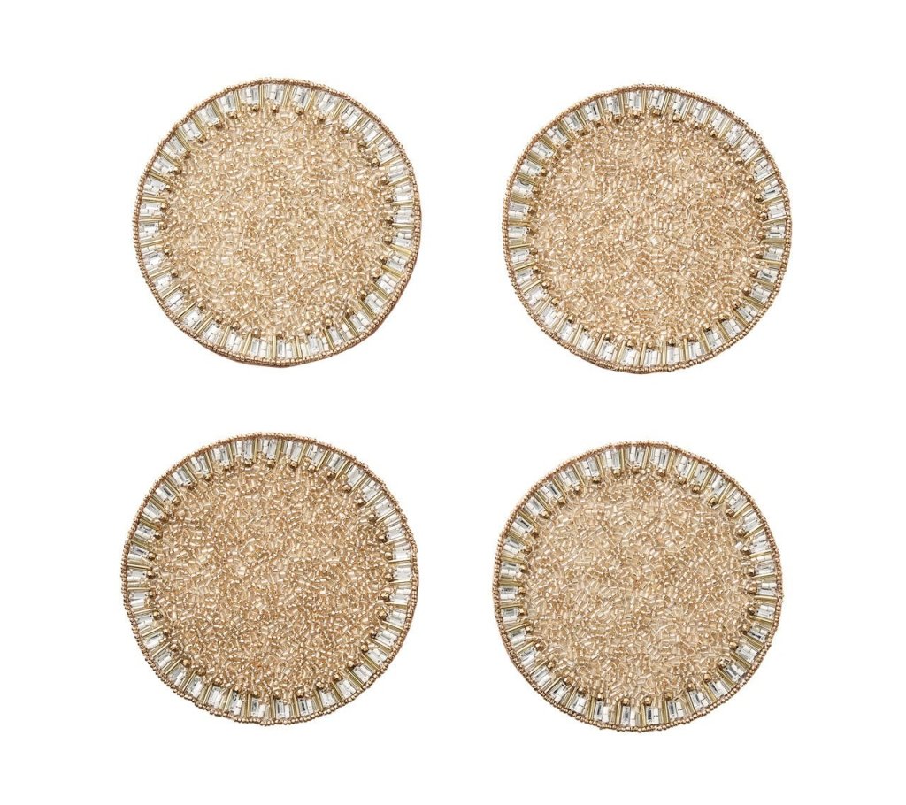 Kim Seybert, Inc.Bevel Drink Coasters in Gold & Silver, Set of 4 in a Gift BoxDrink Coasters