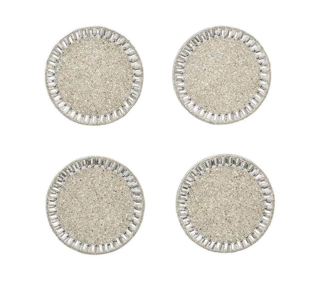 Kim Seybert, Inc.Bevel Coasters in Silver & Crystal, Set of 4 in a Gift BagDrink Coasters