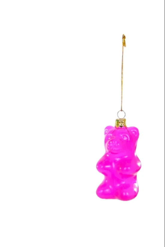 Jumbo Gummy Bear Ornament in Hot Pink