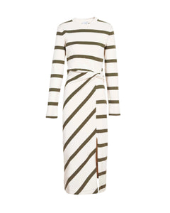 Cody Dress in Cream & Fern Wide Stripe