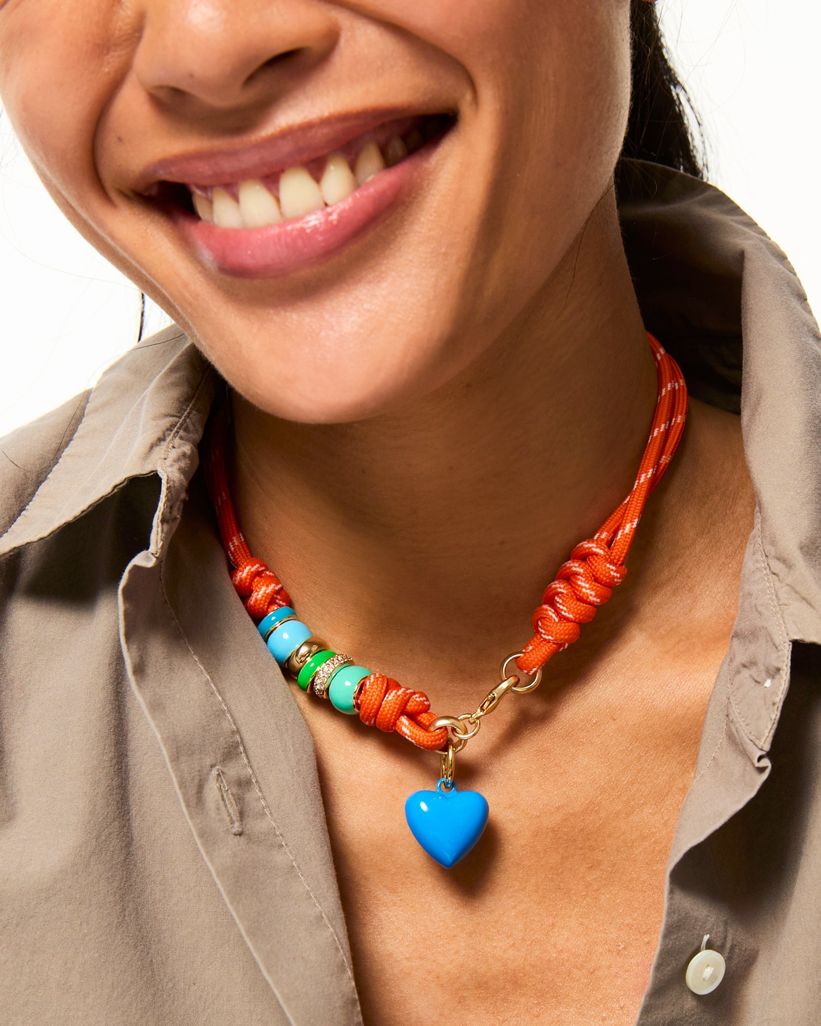 The Super Size Happy Cord Necklace in Orange