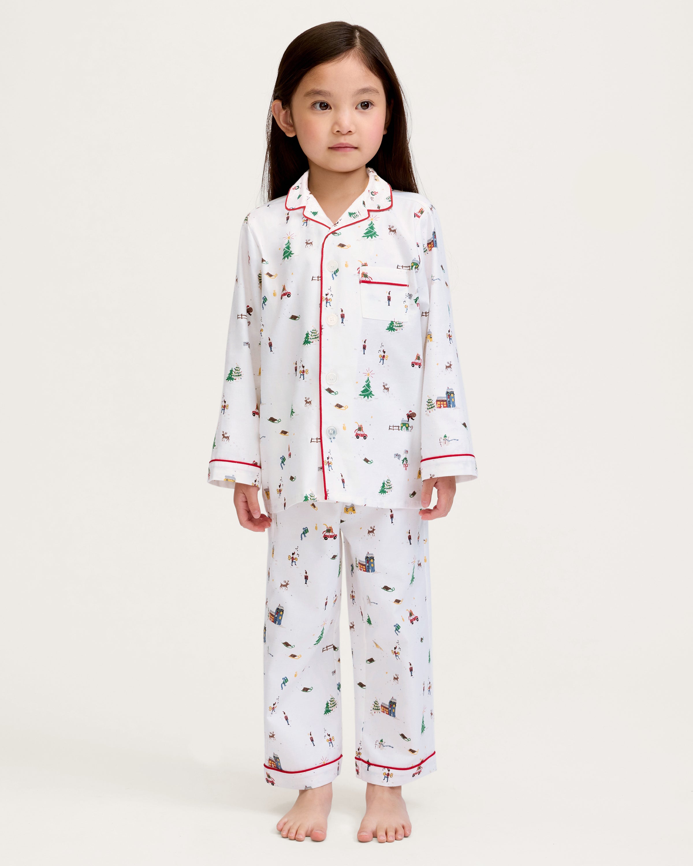 Kid's Twill Pajama Set in Holiday Town