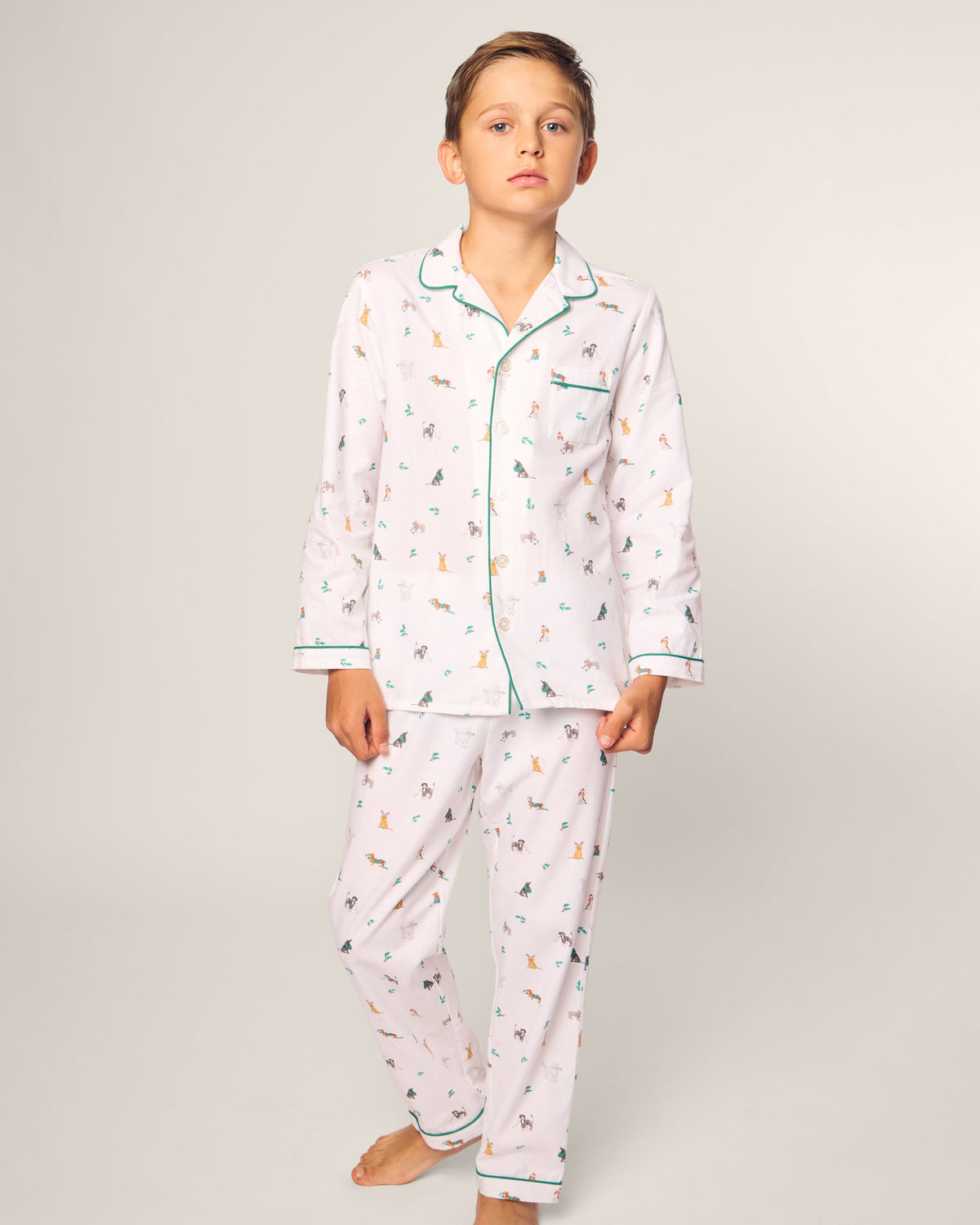 Kid’s Twill Pajama Set in Jingle Paws