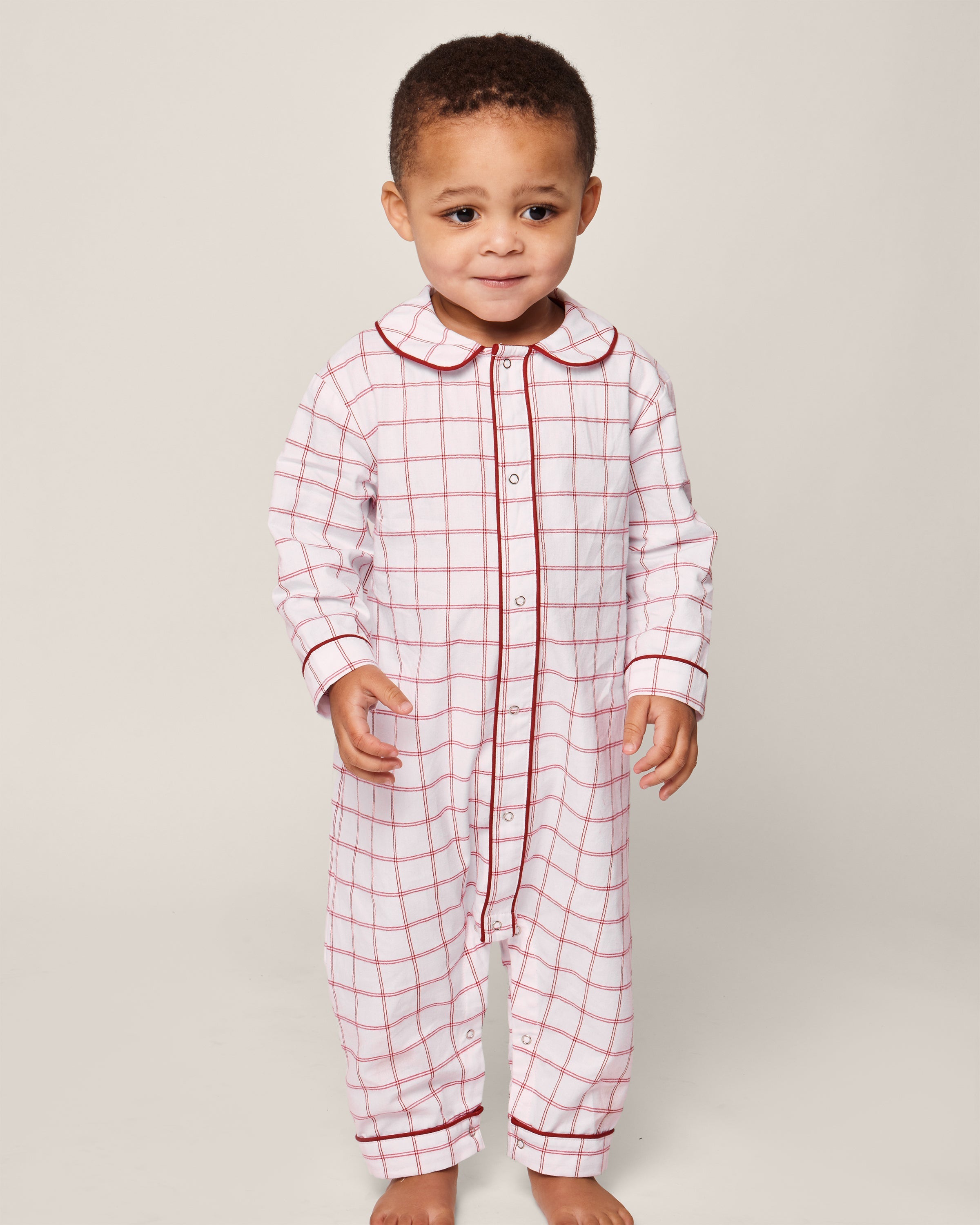 Baby’s Twill Cambridge Romper in Garnet Tattersall