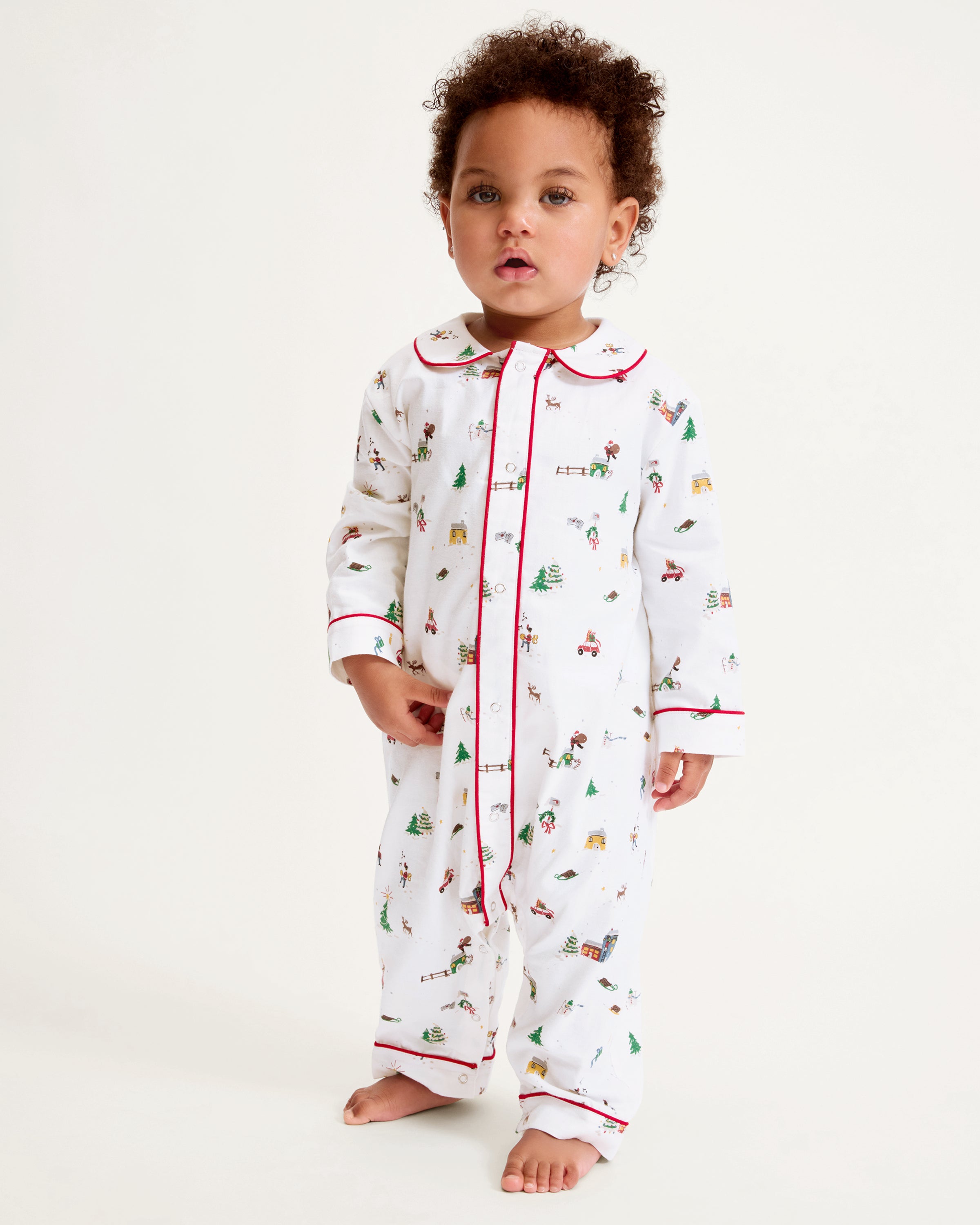 Baby’s Twill Cambridge Romper in Holiday Town