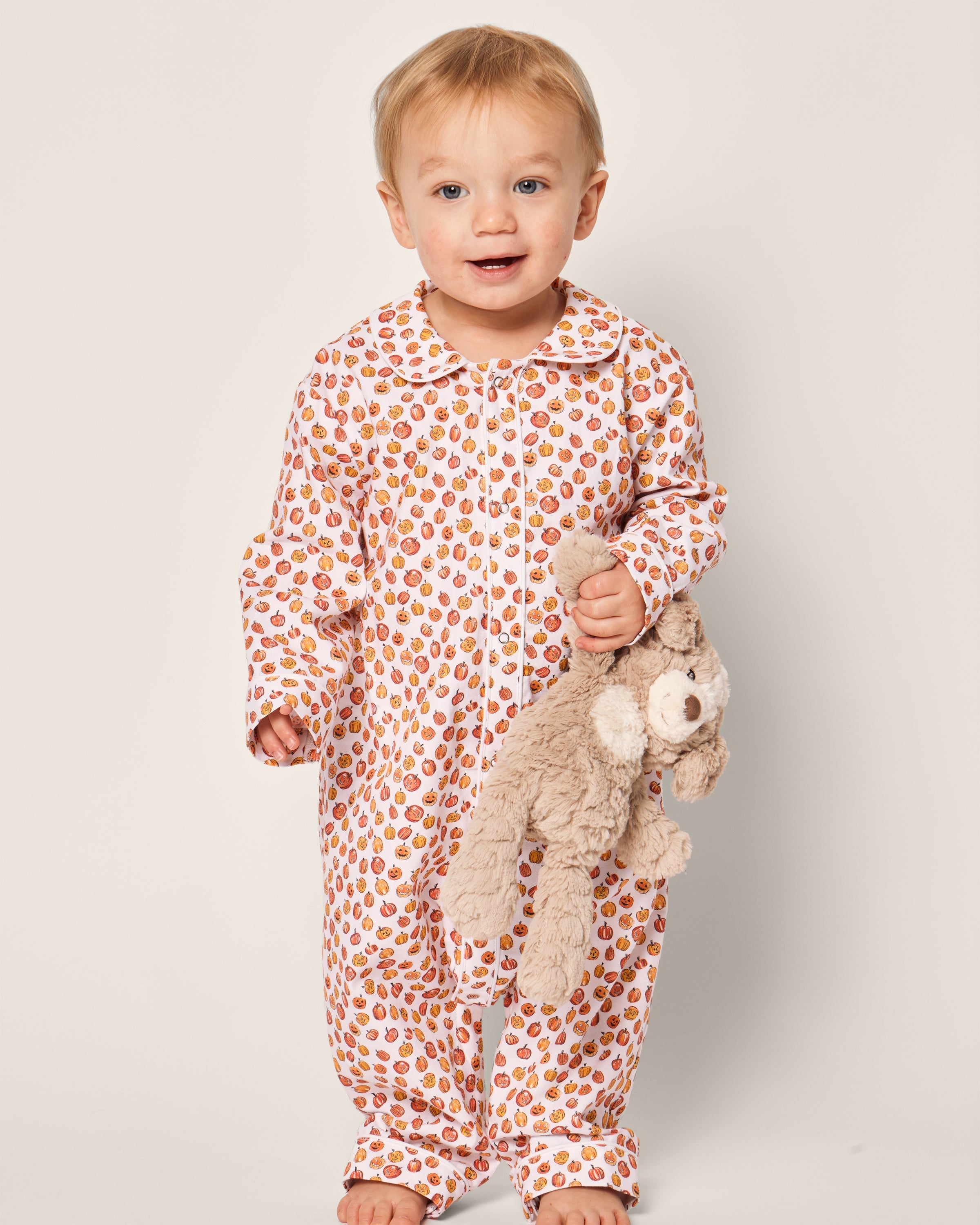 Baby’s Twill Cambridge Romper in Pumpkin Patch