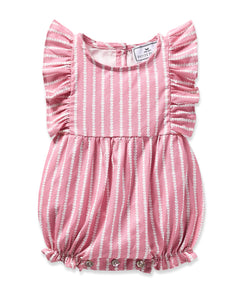 Baby’s Twill Ruffled Romper in Love Lines