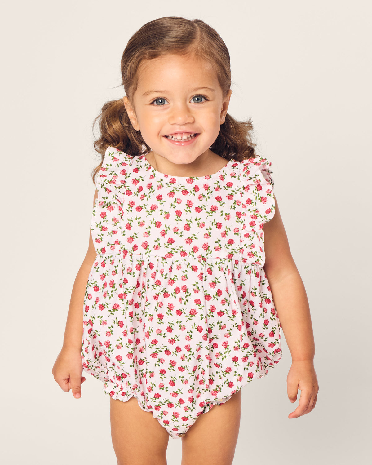 Baby’s Twill Ruffled Romper in Petite Petals