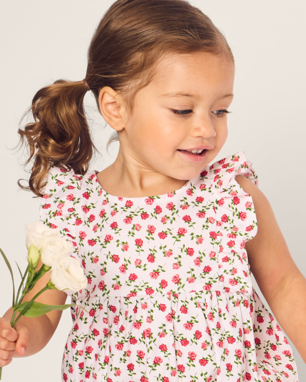 Baby’s Twill Ruffled Romper in Petite Petals