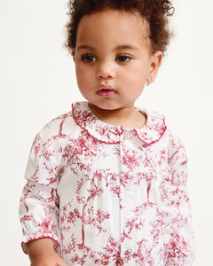 Baby’s Twill Madeline Romper in Red Timeless Toile