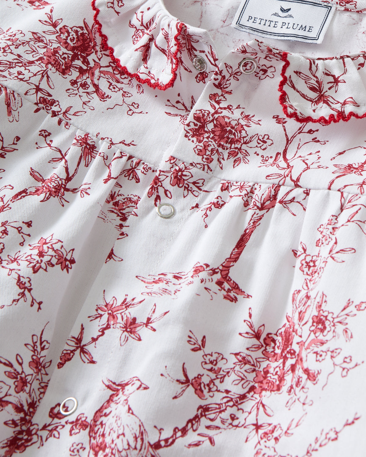 Baby’s Twill Madeline Romper in Red Timeless Toile