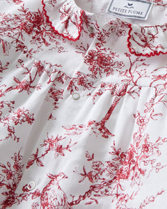 Baby’s Twill Madeline Romper in Red Timeless Toile