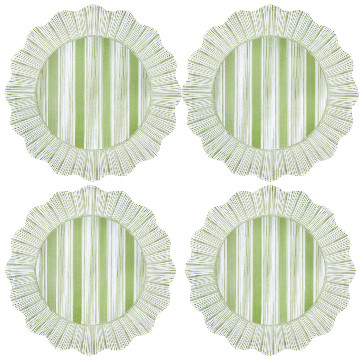 Cabana Stripe Melamine Dinner Plate, Set of 4 in Seagrass