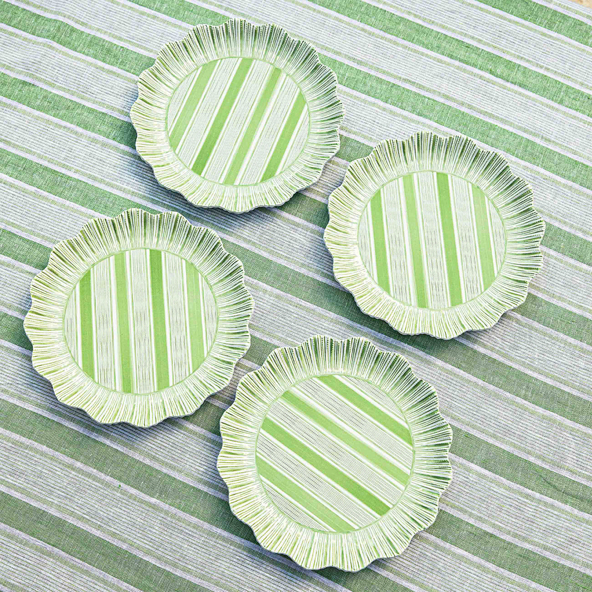 Cabana Stripe Melamine Dinner Plate, Set of 4 in Seagrass