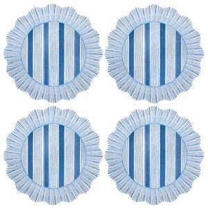 Cabana Stripe Melamine Dinner Plate, Set of 4 in Ocean