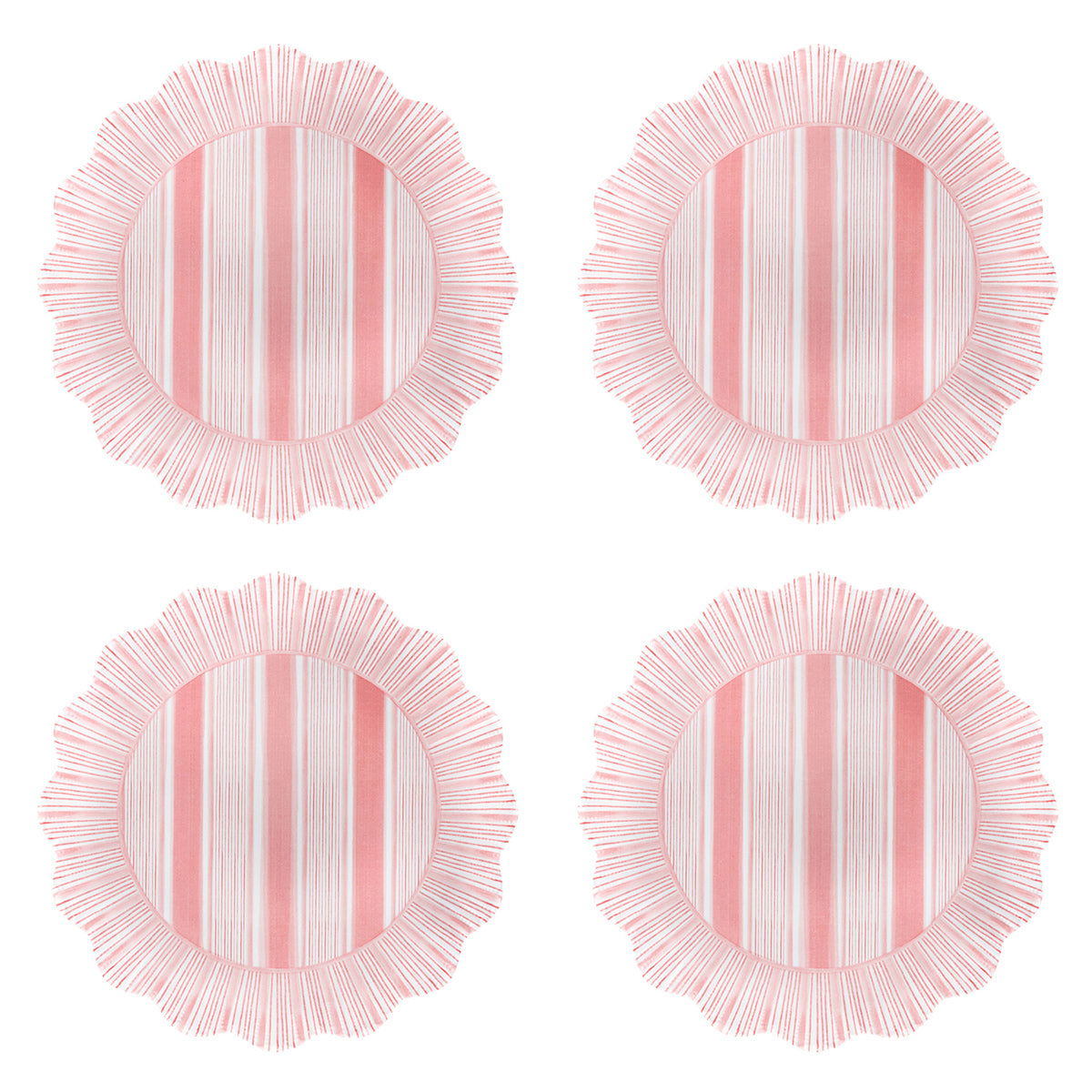 Cabana Stripe Melamine Dessert/Salad Plate, Set of 4 in Coral