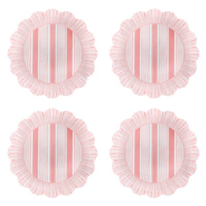 Cabana Stripe Melamine Dessert/Salad Plate, Set of 4 in Coral