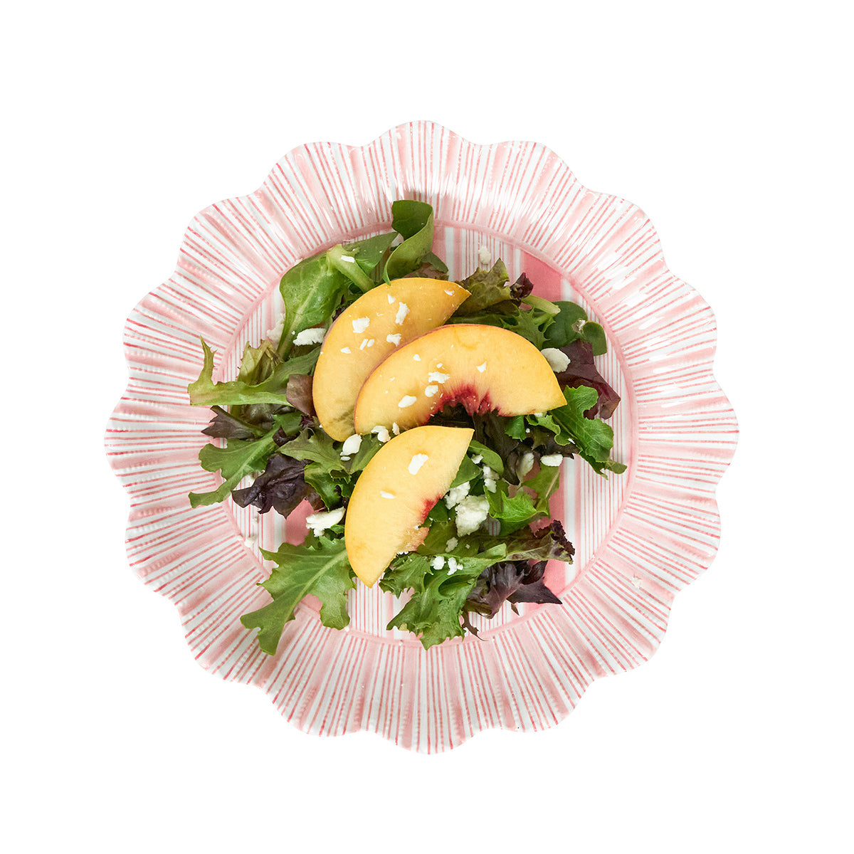 Cabana Stripe Melamine Dessert/Salad Plate, Set of 4 in Coral