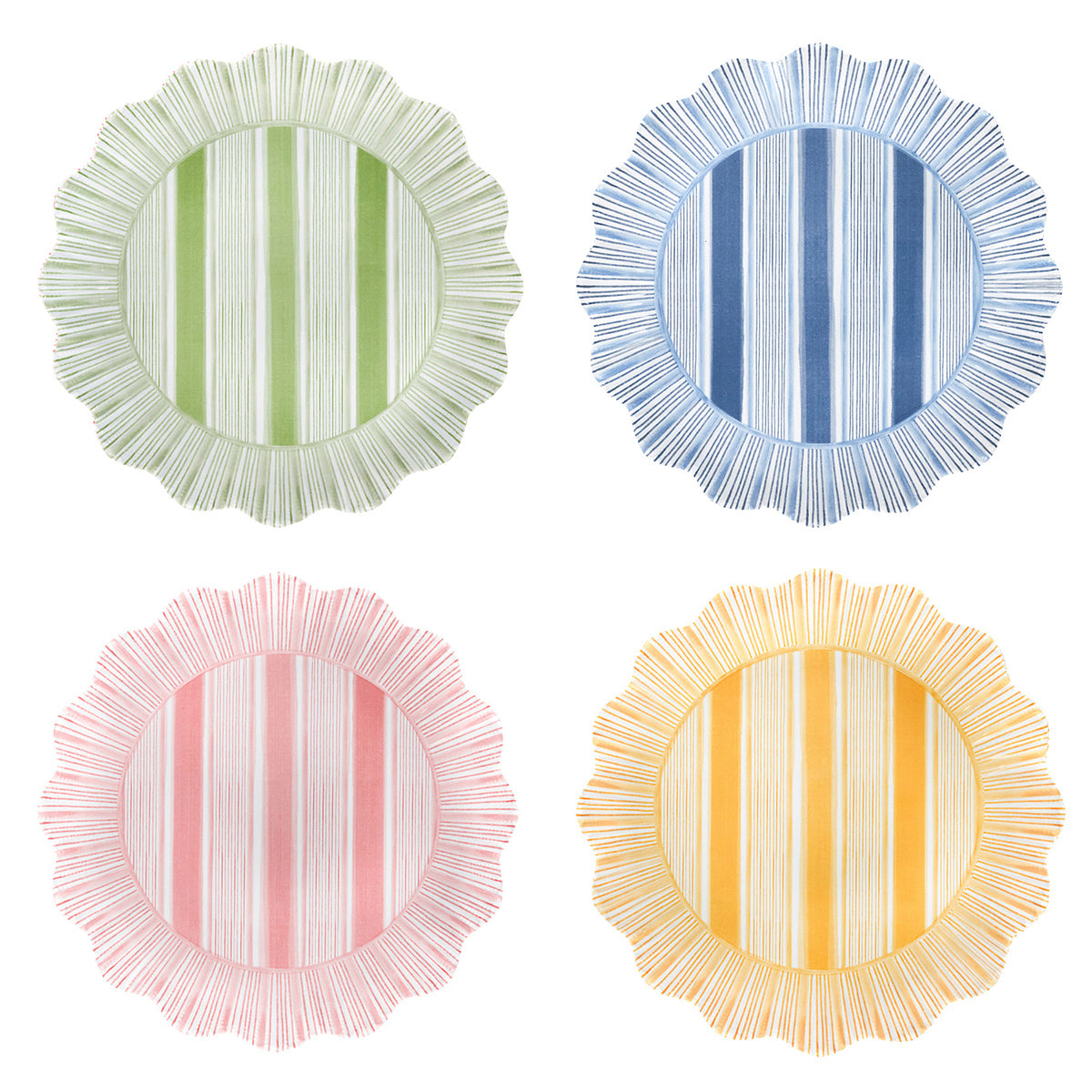 Cabana Stripe Melamine Dessert/Salad Plate Assorted, Set of 4 in Multi