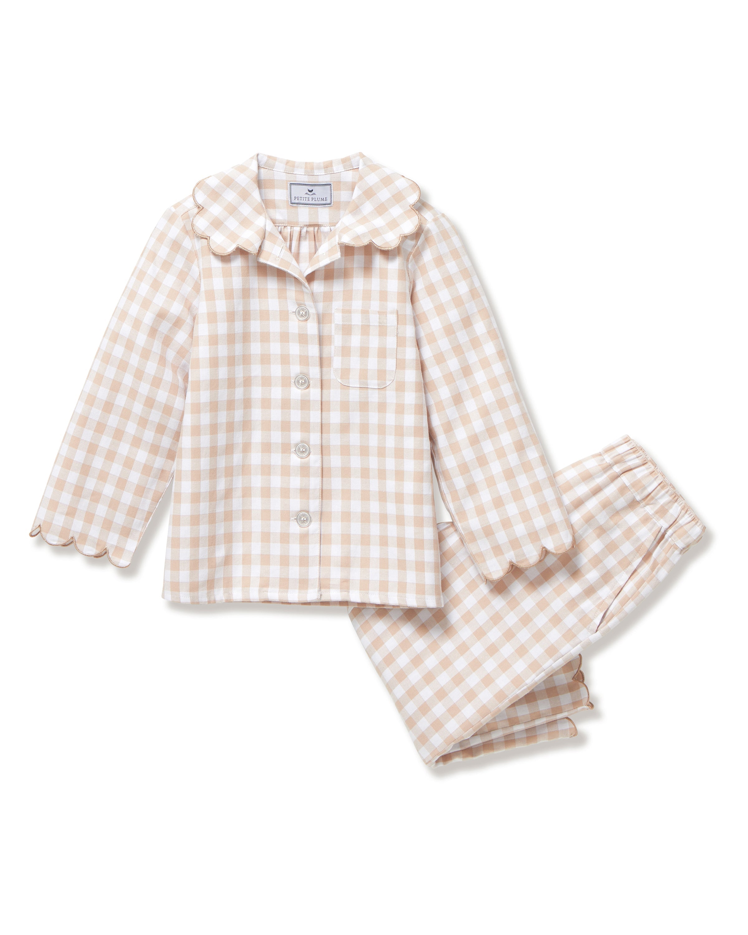 Kid’s Twill Colette Pajama Set in Camel Gingham