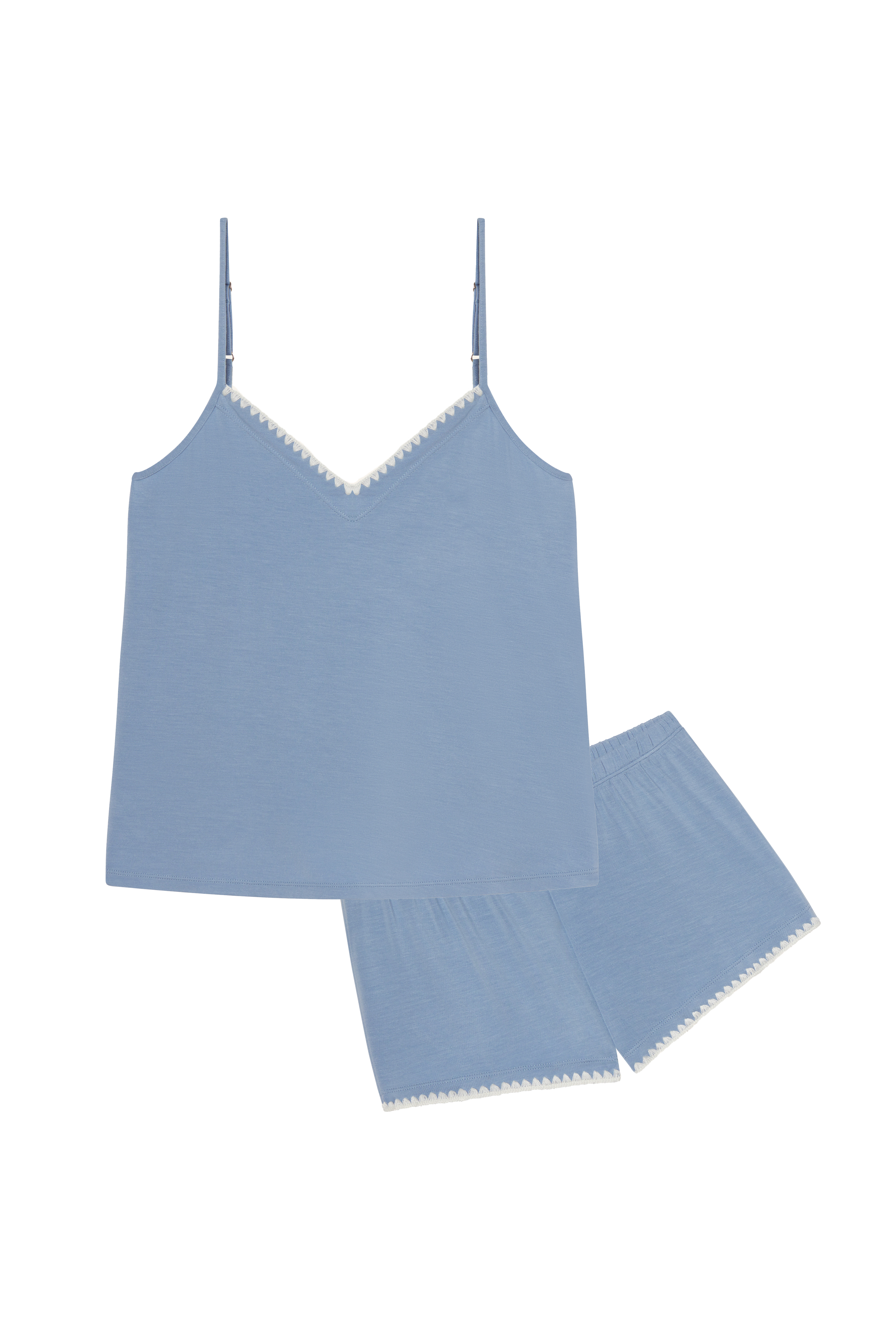 Frida TENCEL™ Modal Cami & Short PJ Set in Wedgewood Blue/Ivory