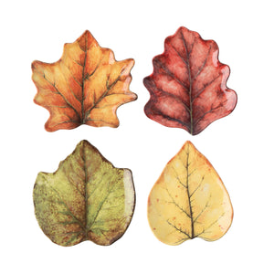 Forest Walk Leaf Plate Assorted in Café Au Lait, Set of 4