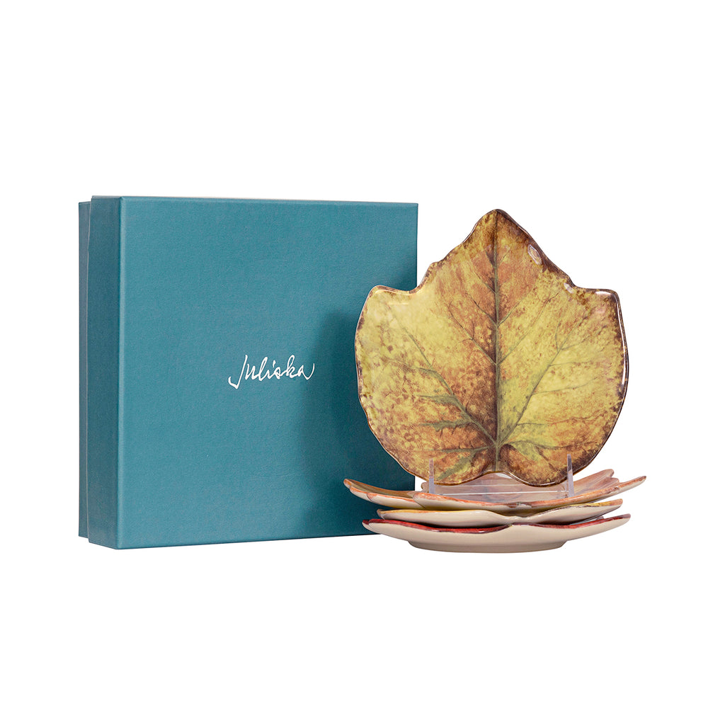 Forest Walk Leaf Plate Assorted in Café Au Lait, Set of 4