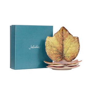 Forest Walk Leaf Plate Assorted in Café Au Lait, Set of 4