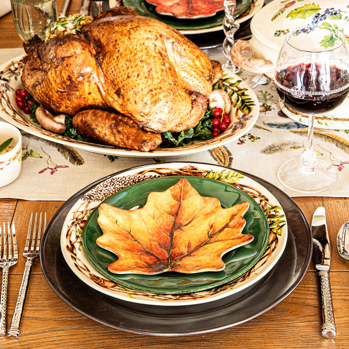 Forest Walk Leaf Plate Assorted in Café Au Lait, Set of 4