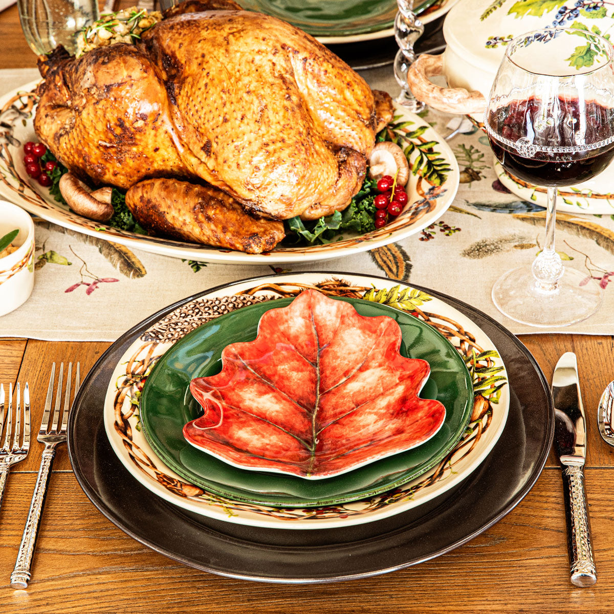 Forest Walk Leaf Plate Assorted in Café Au Lait, Set of 4