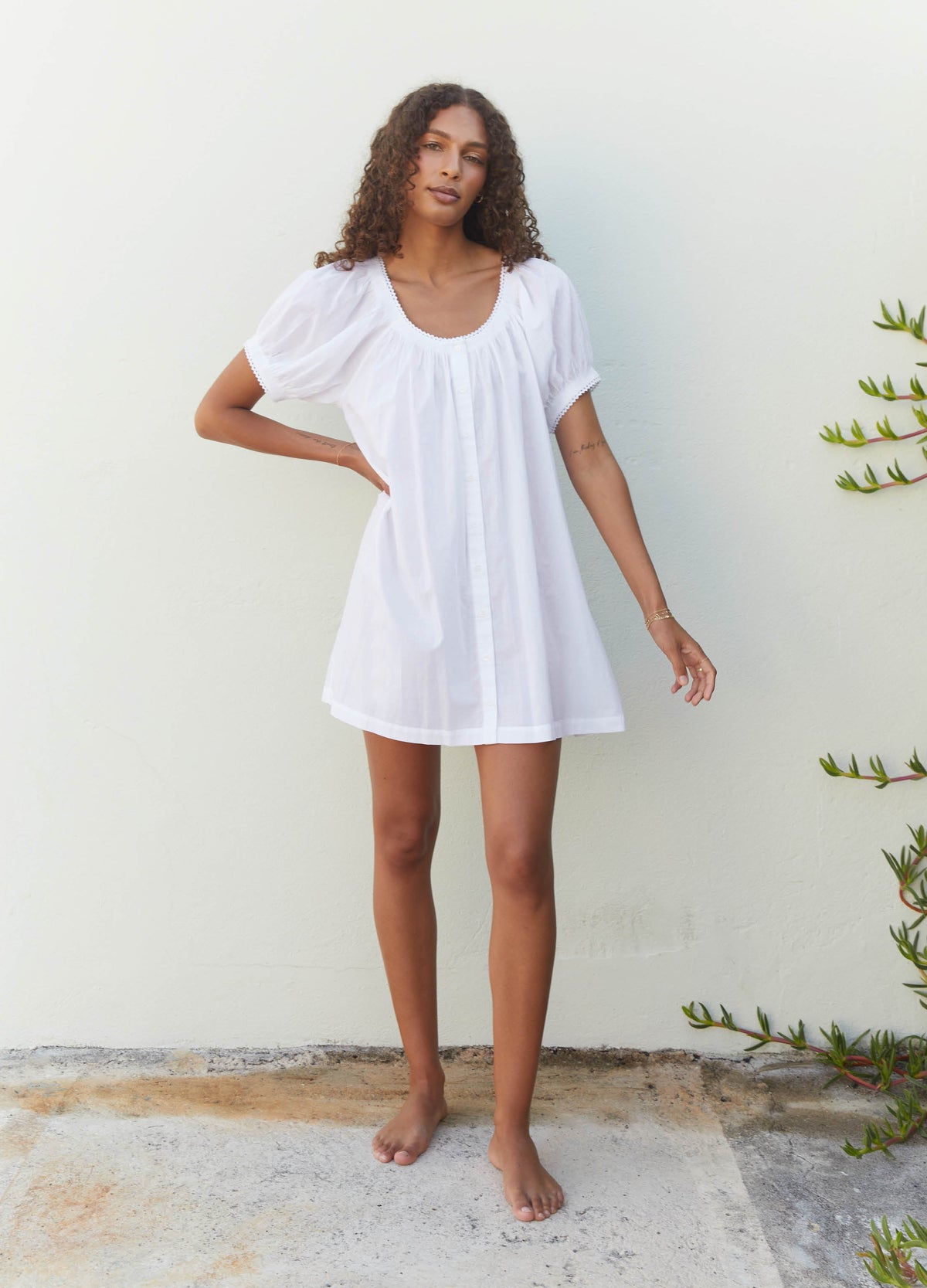 Caitlyn White Cotton Nightdress