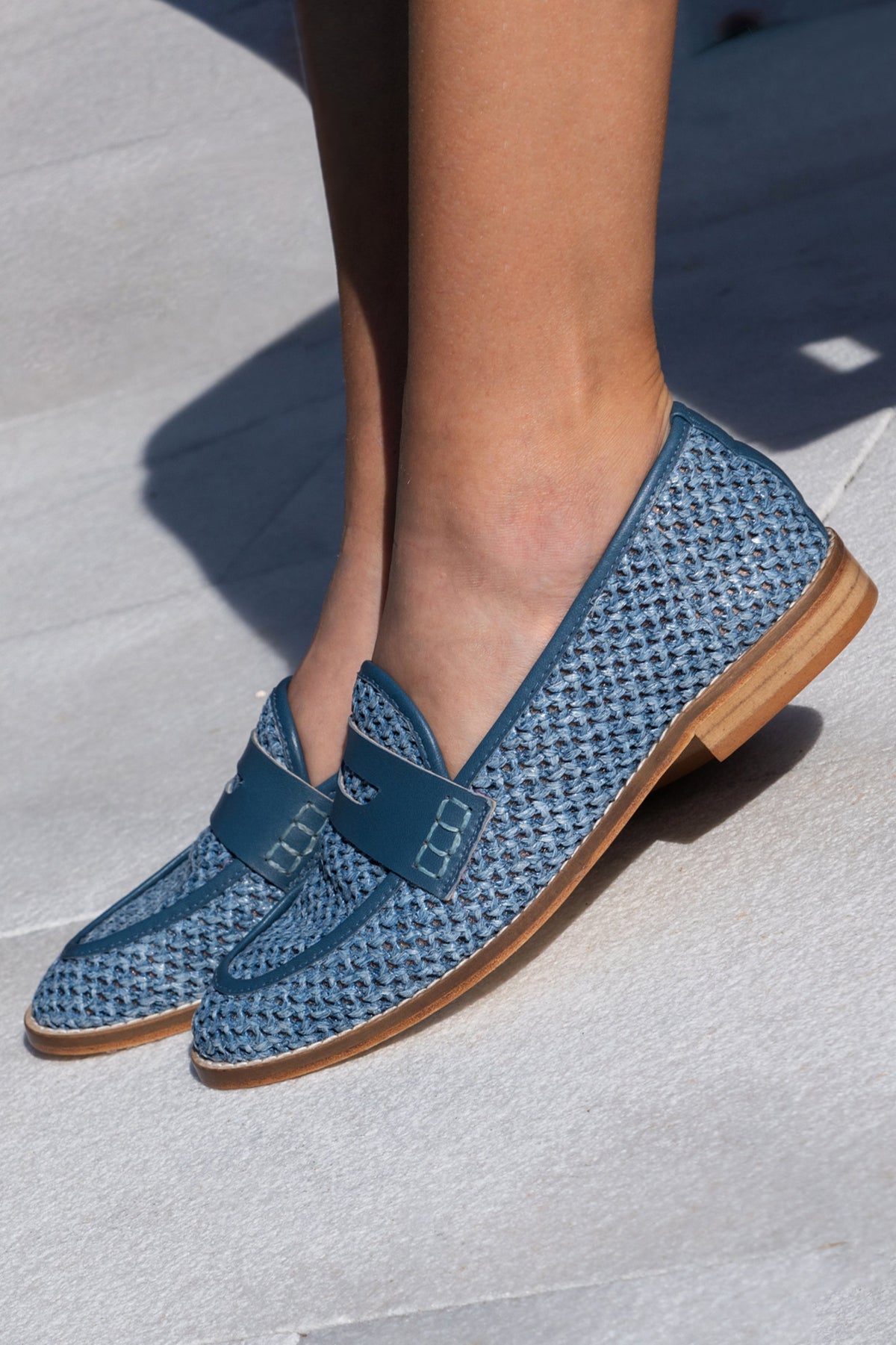 Camila Blue Raffia Loafer