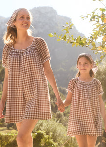 Headscarf in Chocolate Gingham