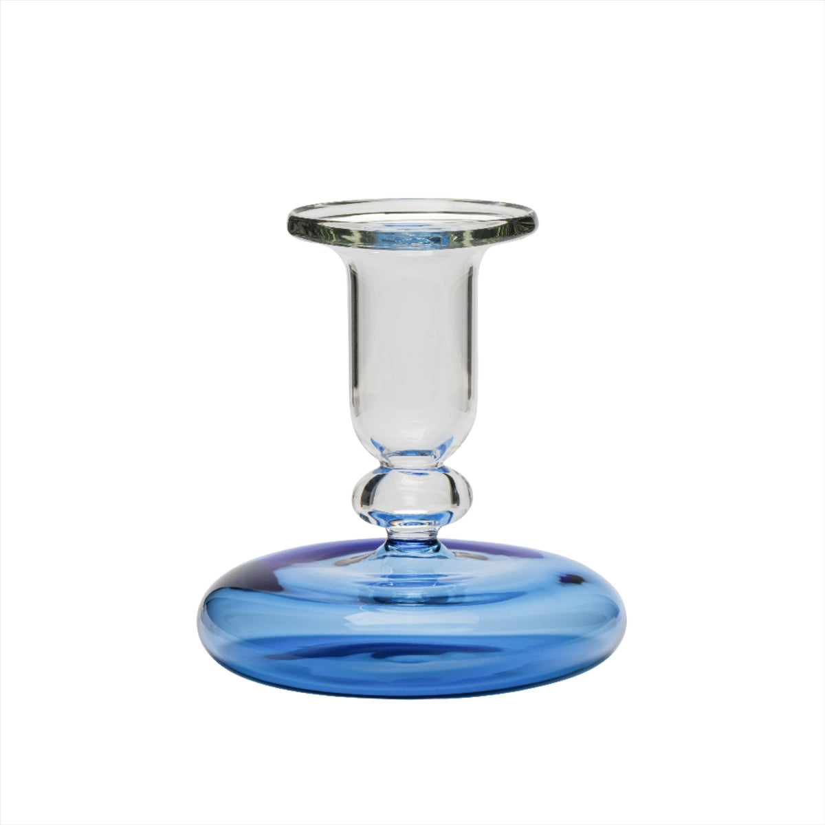 Pebble Glass Candlestick in Blue