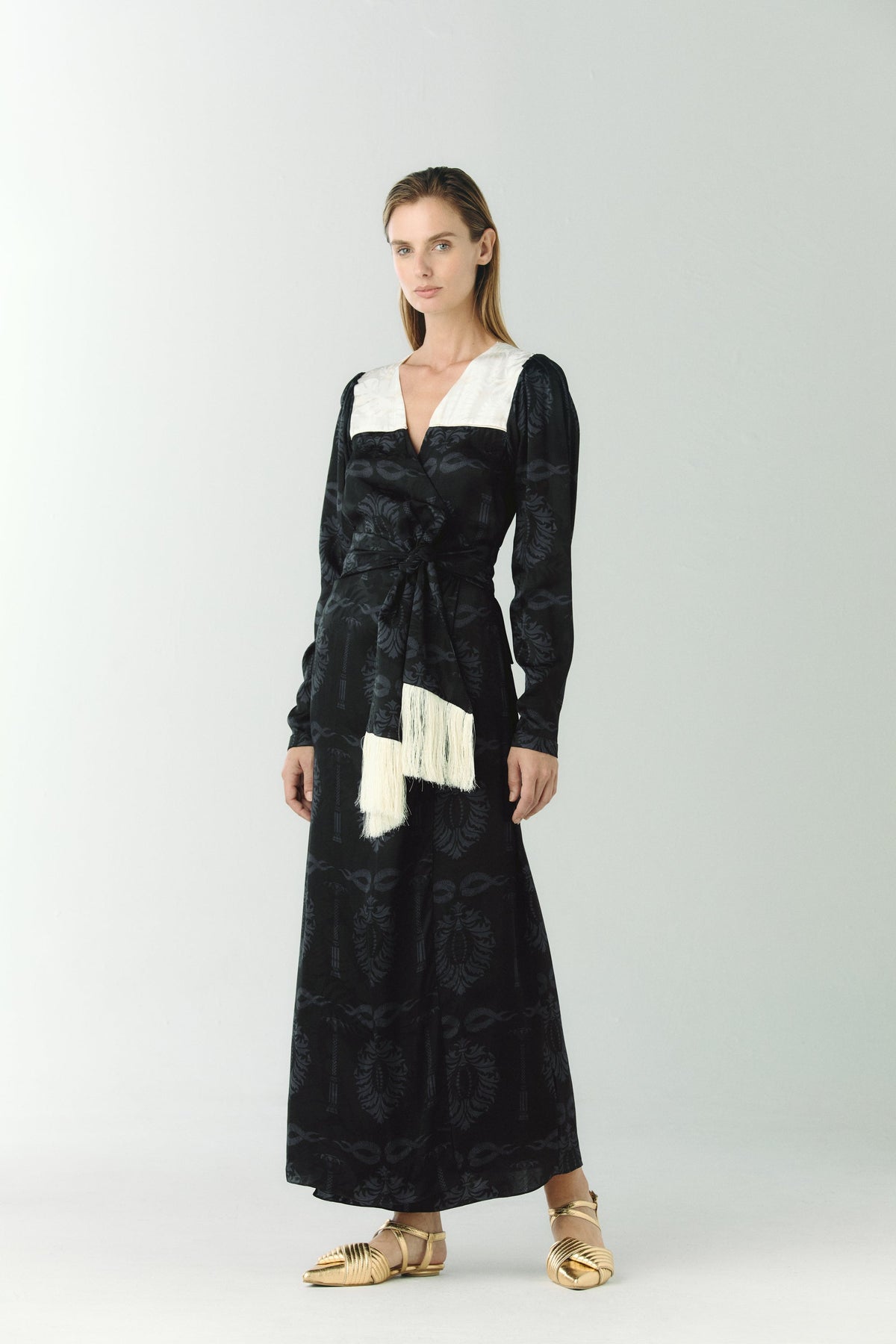 Obregon Silk Jacquard Maxi Dress in Black