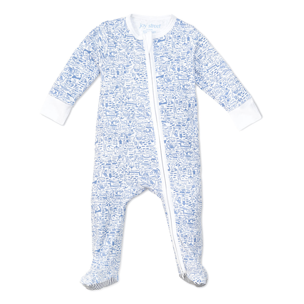 Joy Street Cape Cod Zip Baby Onesie, Blue