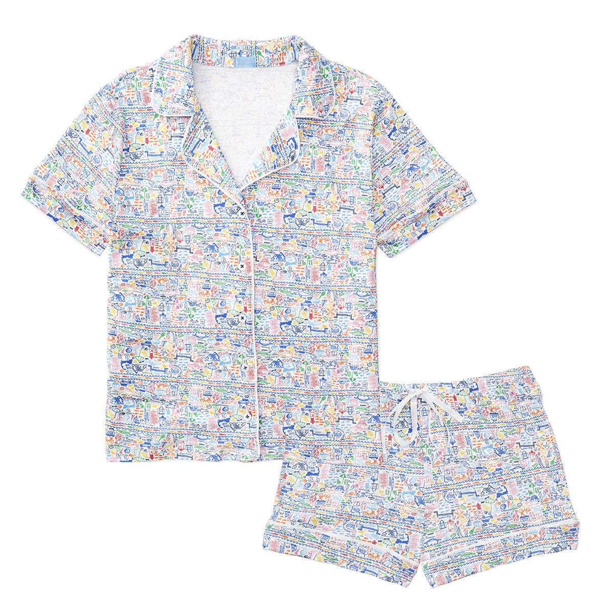 Nantucket Women’s Button Front Short Pajama Set in Madaket Multi