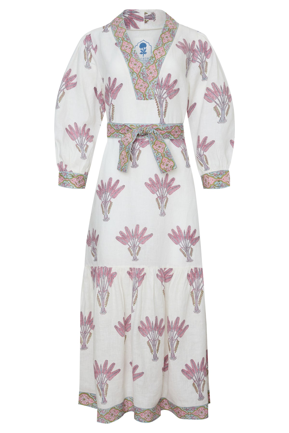 Capri Maxi Dress in Pink Palm