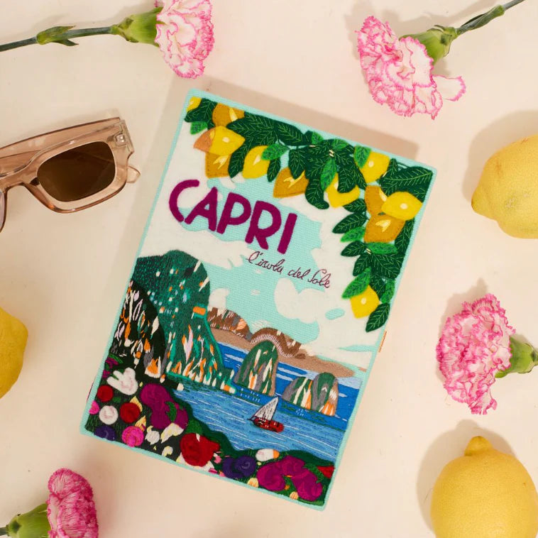 Capri Lemon Aquamarine Book Clutch