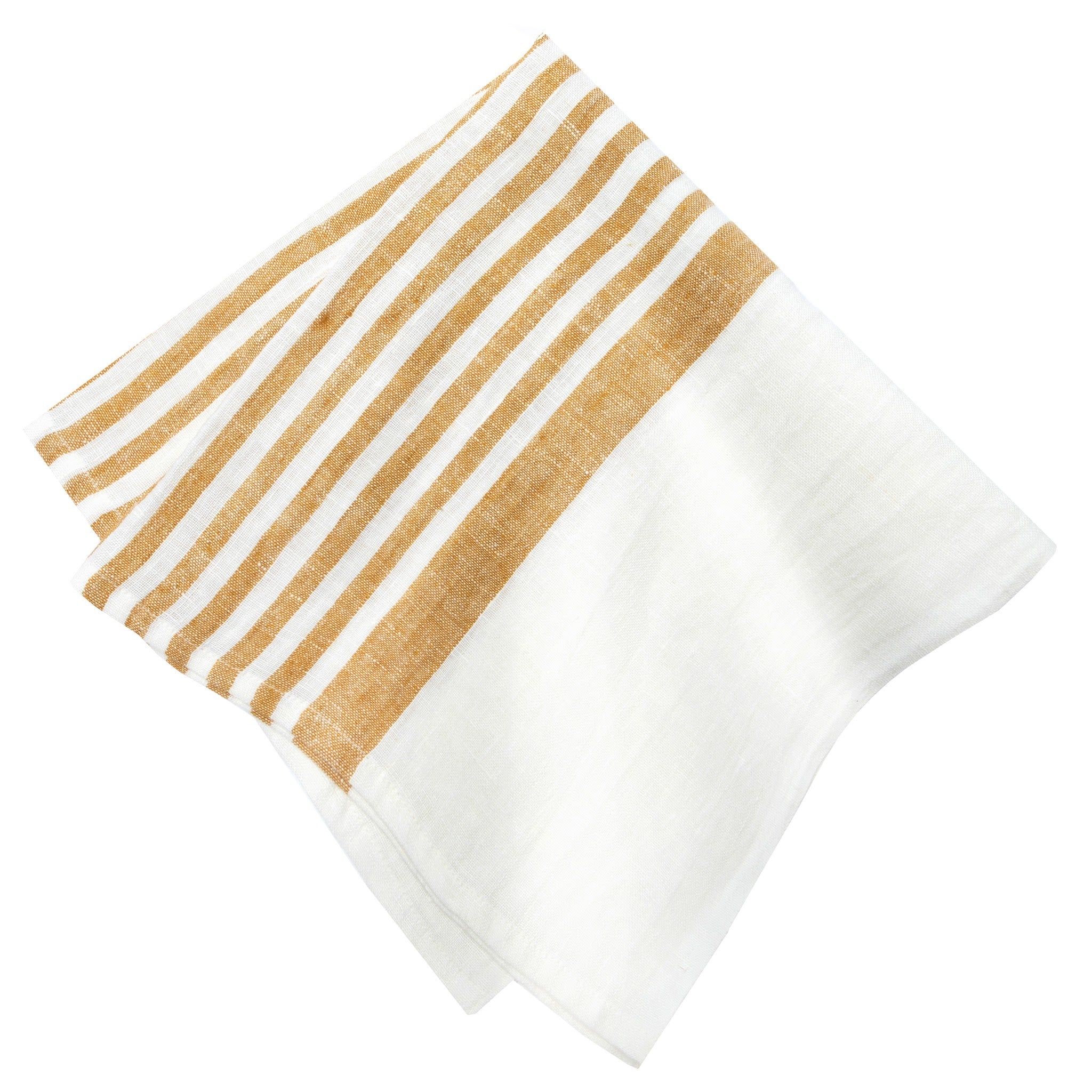 Brittany White Napkins in White & Mustard, Set of 4