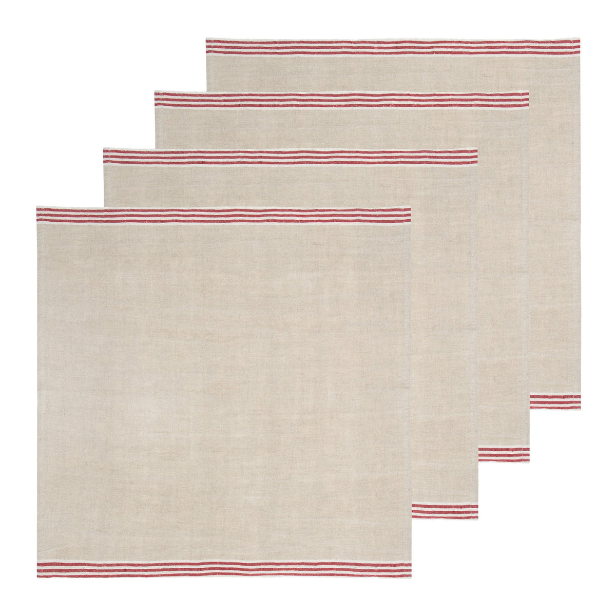 Alsace Natural Napkins in Natural & Red, Set of 4