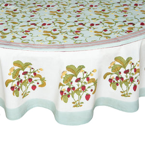 French Tablecloth Fraises des Bois Bleu