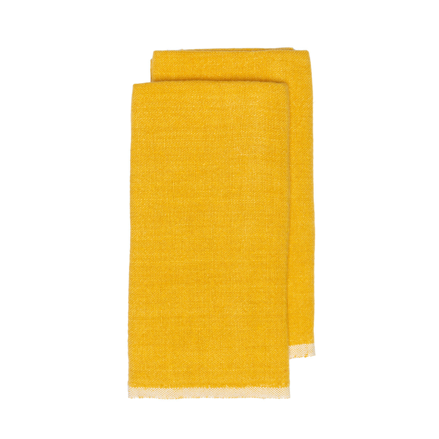 Chunky Linen Towels in Mustard, Set of 2