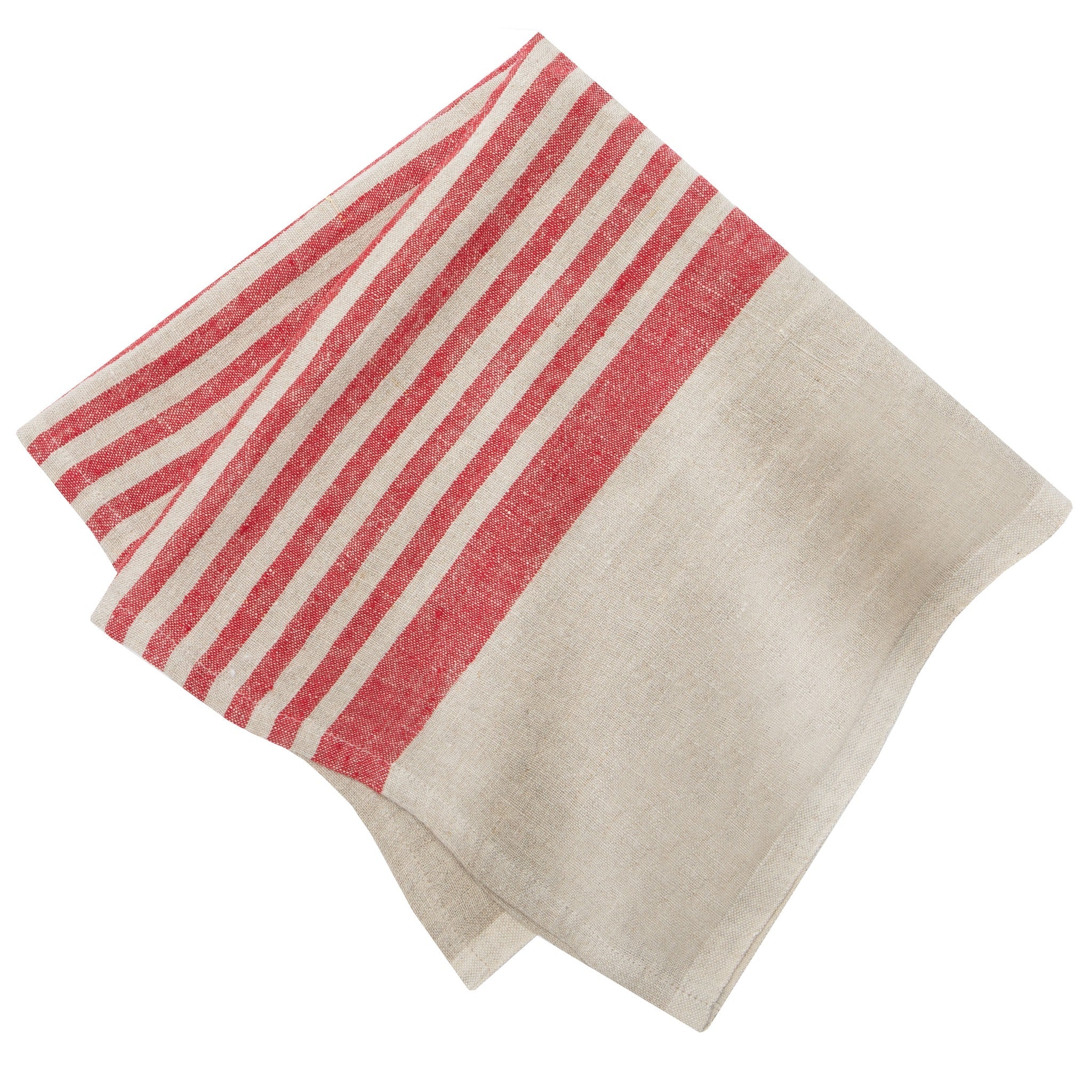 Brittany Natural Napkins in Natural & Red, Set of 4